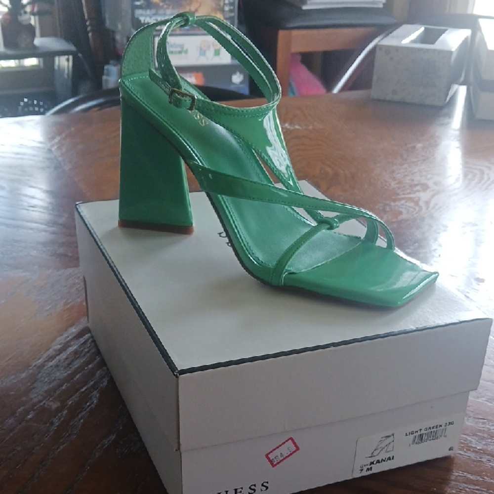 Guess Green Block Heel Sandals